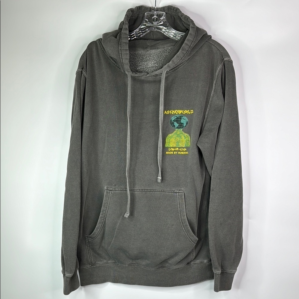 Astroworld Made By Humans Travis Scott Grey Hooded Sweatshirt Medium